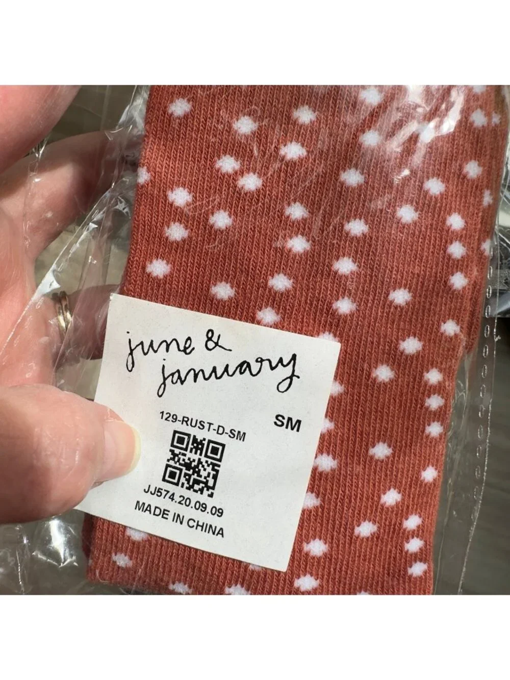 June & January Rust Dot Tights